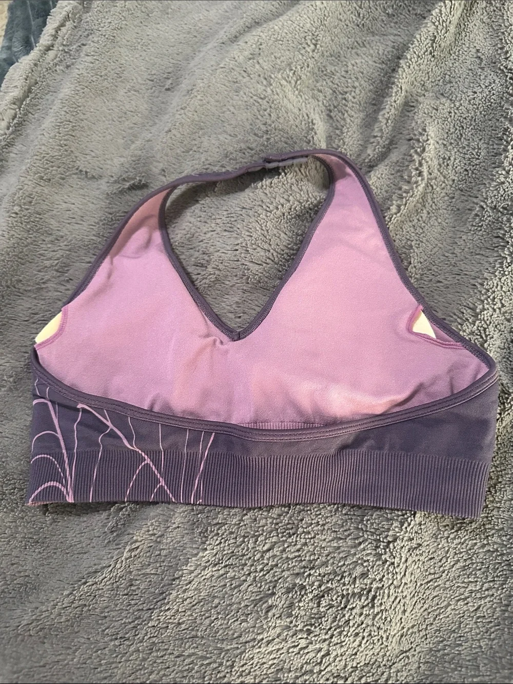Darc Sport Purple Halter Bra Top with Pink Web Design
